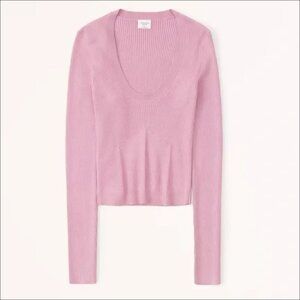Abercrombie & Fitch Long-Sleeve Slim Scoopneck Sweater - Pink